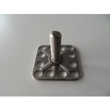 Stainless steel fasteners, male threaded stud M8x20, base plate 30x30mm